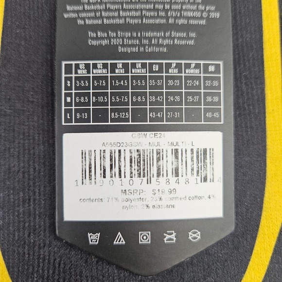 Stance NBA Golden State Warriors San Francisco Basketball Socks Men's Size L - Picture 6 of 6